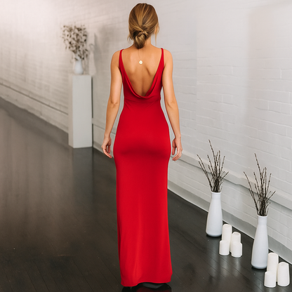 Vestido Longo Fenda Elegance - Vermelho