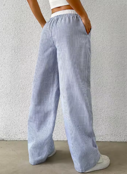 Calça Listrada Wide Leg – Conforto e Estilo Casual Chic