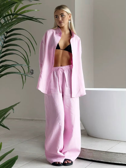 Conjunto Feminino Rosa Oversized – Estilo Moderno e Conforto Casual